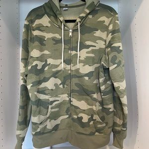 Camo print zip up jacket